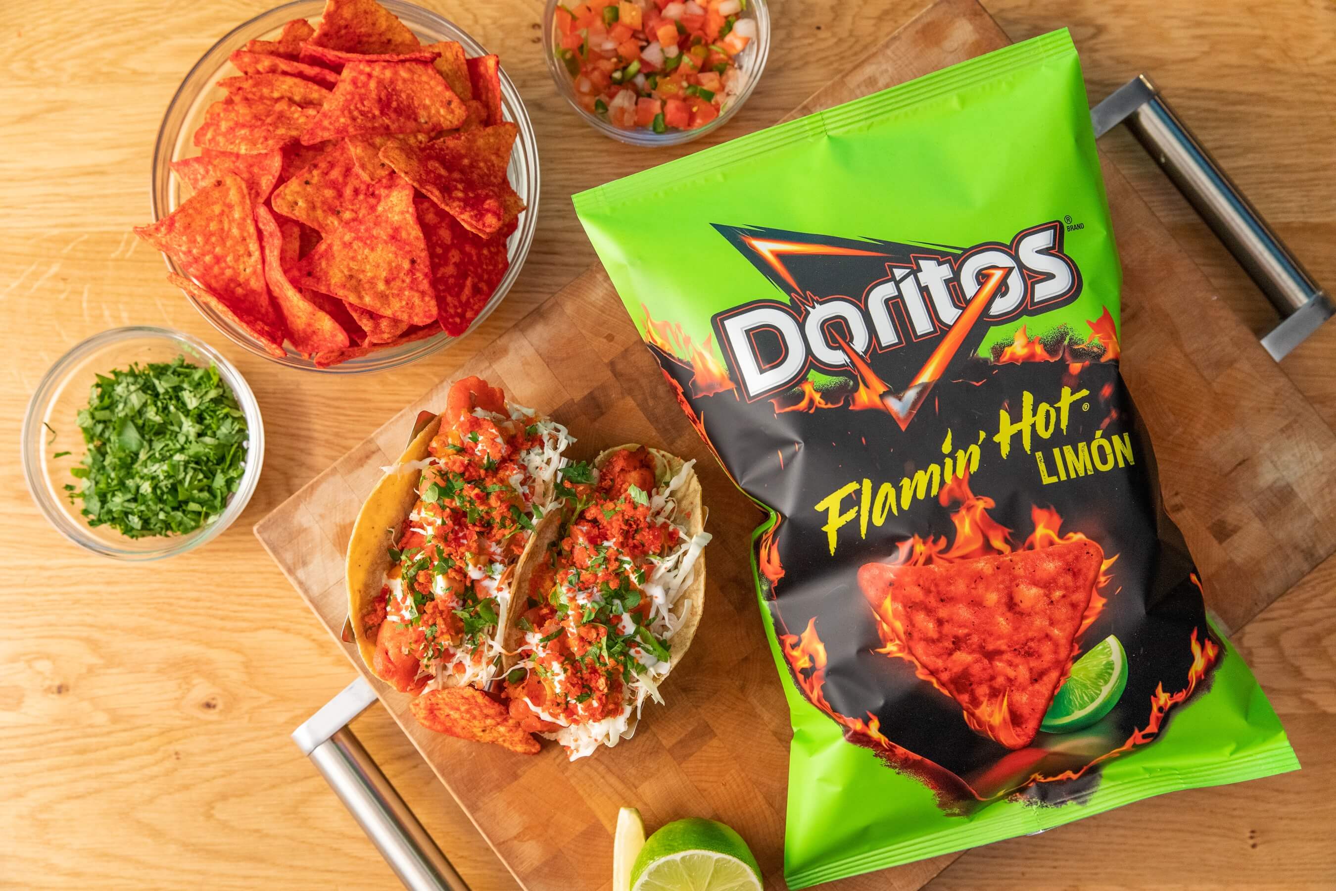 Crunchy DORITOS® FLAMIN' HOT® Limón Baja Fish Tacos | Doritos After Dark